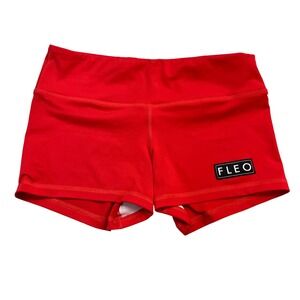 FLEO Womens Red Athletic Workout Shorts Medium CrossFit Weightlifting Training